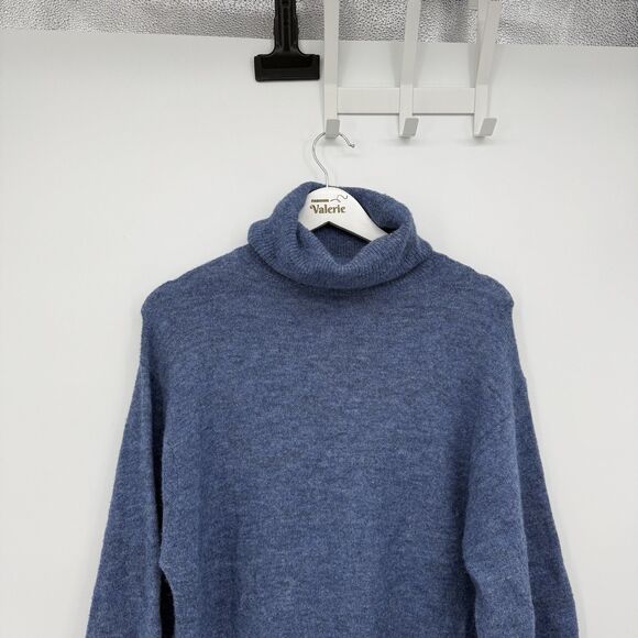 H&M Blue Cozy Turtleneck Sweater Oversized Size XS Acrylic Wool Blend Winter - Picture 2 of 10